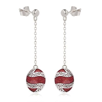 Coral rhodium silver earrings K50328-Cor