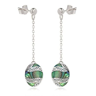 Pendant earrings on mother-of-pearl rhodium silver chain K50328-Ab