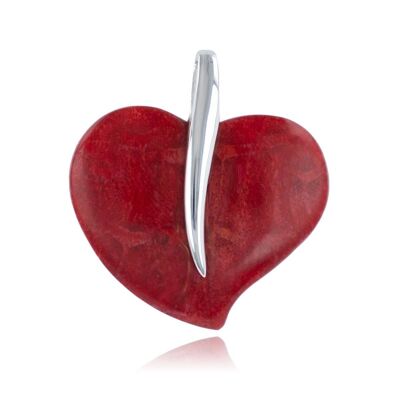 Colgante de corazón de coral gorgona en plata 925 - 3350-S