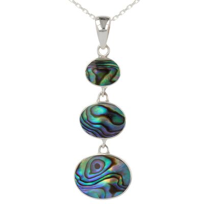 Pendant 3 cabochons mother-of-pearl abalone solid silver 43041