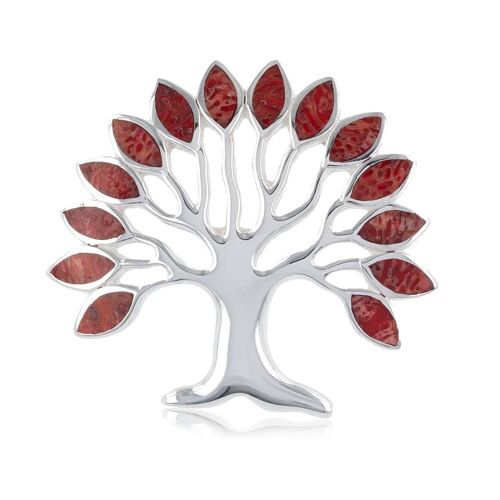 Pendentif arbre de vie  argent 925 et feuillage corail 51231