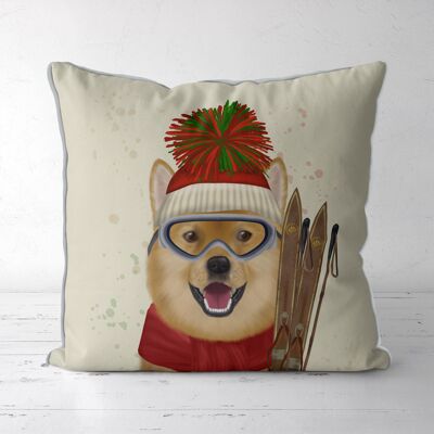 Shiba Inu Dog Ski Pillow, Cushion cover, 45x45cm