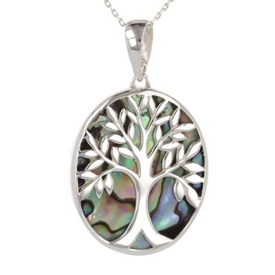 Pendentif Arbre de Vie Nacre Abalone Oval Argent 925 - K43047