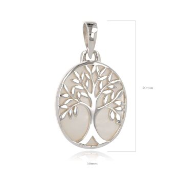 Pendentif arbre de vie nacre blanche argent 925 K50001 4