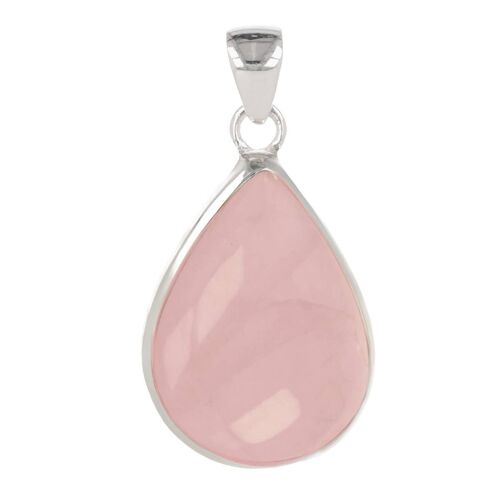 Pendentif cabochon de quartz rose forme poire 60025