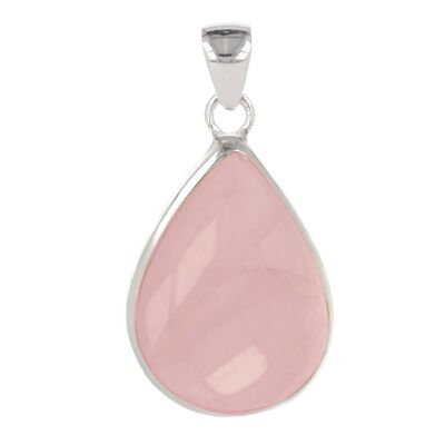 Pear-shaped rose quartz cabochon pendant 60025