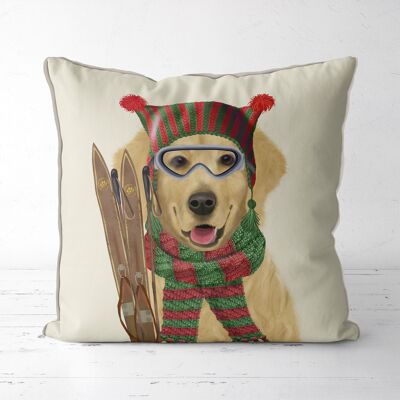 Golden Retriever Dog Ski Pillow, Cushion cover, 45x45cm