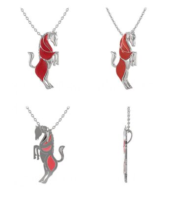 Pendentif Cheval Corail Serti Argent 925 51240 2