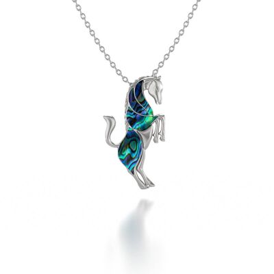 Horse Pendant Mother of Pearl Abalone Set Silver 925 51241
