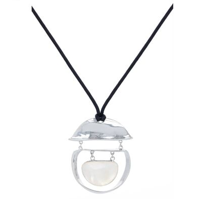 Pendentif cloche nacre blanche et argent 925 51211