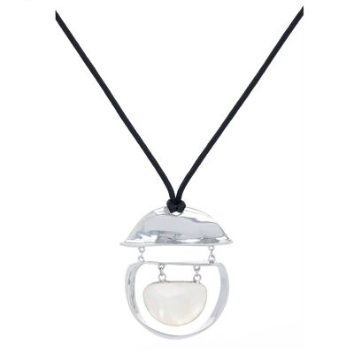 White mother-of-pearl and 925 silver bell pendant 51211