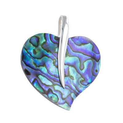 Mother-of-pearl abalone and 925 silver heart pendant 3350-Ab