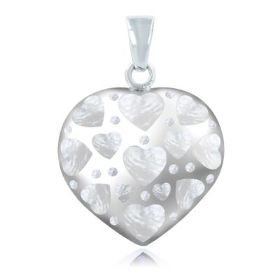 Pendentif coeur nacre blanche et argent 925 51229