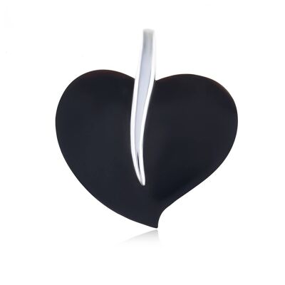 Black tinted mother-of-pearl heart pendant set in 925 silver 51249