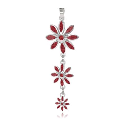 Pendentif Corail 3 Fleurs Argent 925 - K50011