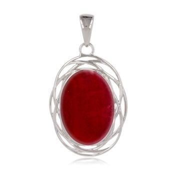 Pendentif Corail rouge dans son nid d'argent rhodié K50030 1