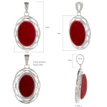 Pendentif Corail rouge dans son nid d'argent rhodié K50030 3