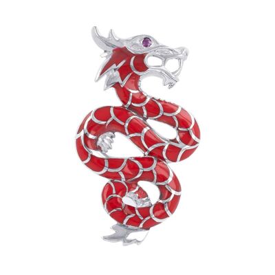 Pendentif dragon argent massif Corail Zirconium 43029-Co