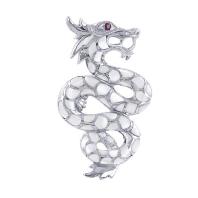 White mother-of-pearl solid silver dragon pendant 43029-NB