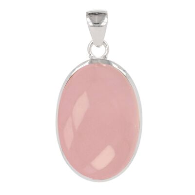 Pendentif en cabochon de quartz rose forme ovale 60017