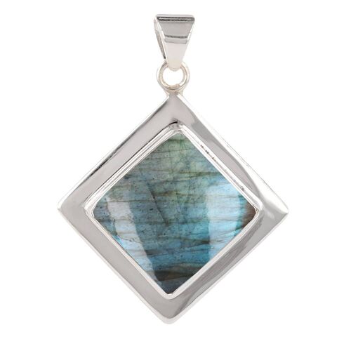 Pendentif labradorite forme carrée Argent massif 925 60000