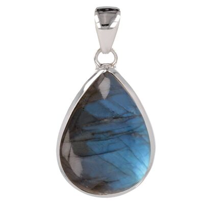 Pendentif cabochon de Labradorite forme Poire serti Argent 925 - 60023
