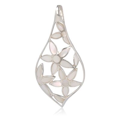 White Mother-of-Pearl Flower Pendant on Sterling Silver 50004