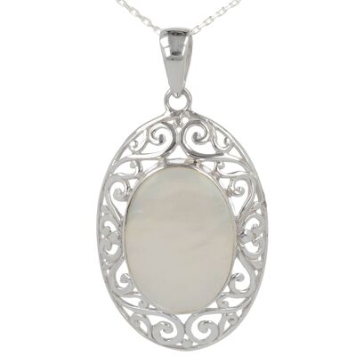 Natural White Mother-of-Pearl Pendant Sterling Silver 43034