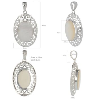 Pendentif en Nacre Blanche naturelle Argent massif 43034 3