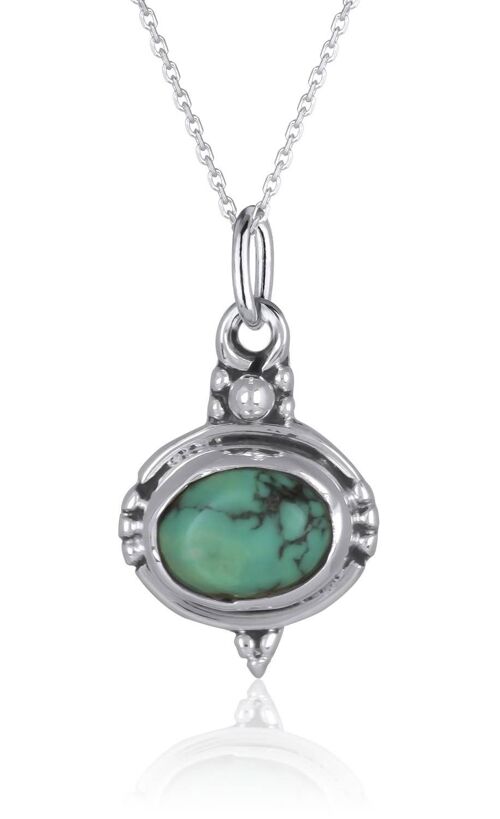 Pendentif en Turquoise forme ovale et belle argent 2625-P