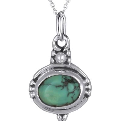 Pendentif en Turquoise forme ovale et belle argent 2625-P