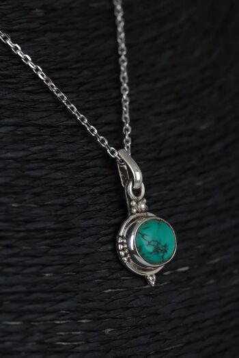 Pendentif en Turquoise forme ovale et belle argent 2625-P 4