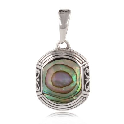 Ethnic abalone mother-of-pearl pendant set in 925 silver Pend-ETHN