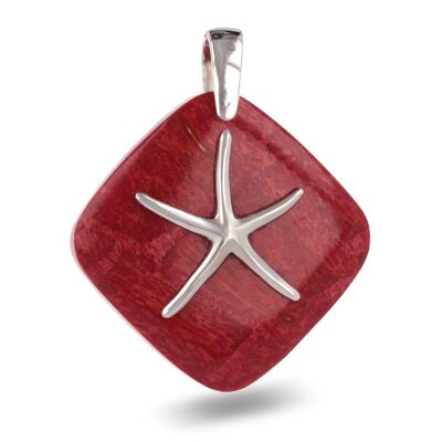 Coral starfish pendant on 925 silver K50016