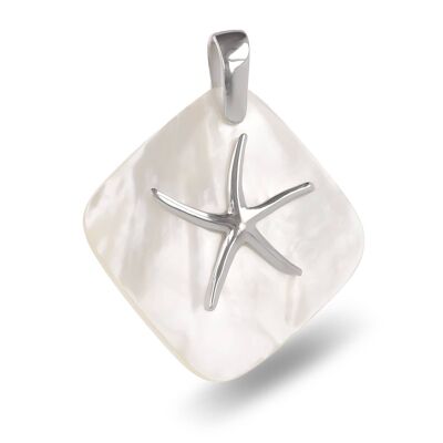 White mother-of-pearl and 925 silver starfish pendant K50018