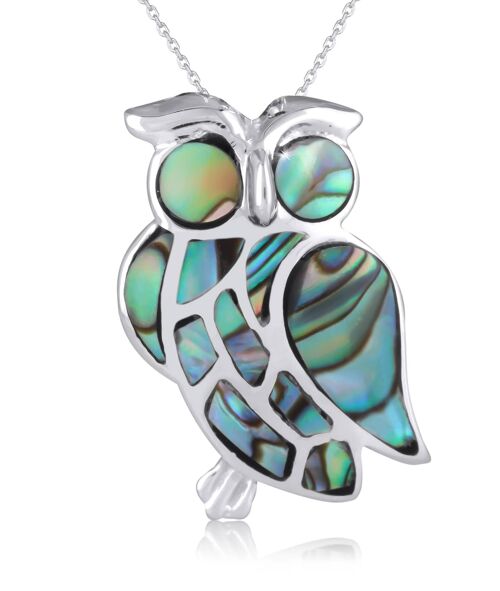 Pendentif figurine chouette Hibou Nacre abalone 43011-A