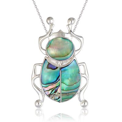 Mother-of-pearl abalone beetle figurine pendant 925 4868