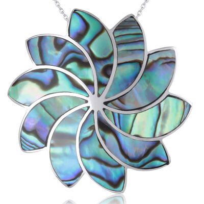 Pendentif Fleur de Tournesol de nacre abalone argent 43014-A