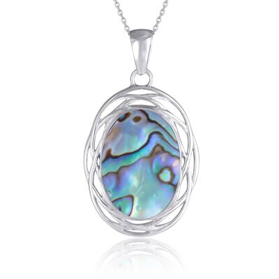Large oval abalone mother-of-pearl pendant on silver nest 43008