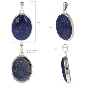 Pendentif Lapis Lazuli naturelle sertie argent massif K60019 3