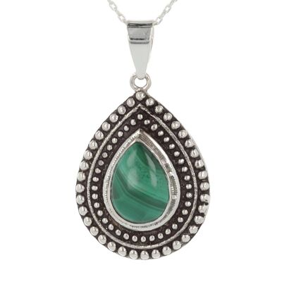 Malachite pendant drop shape silver setting 2692-A