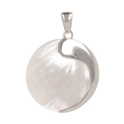 Pendentif médaillon Nacre Blanche Argent 925 4419