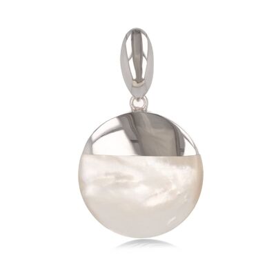 White mother-of-pearl medallion pendant set in 925 silver K50033