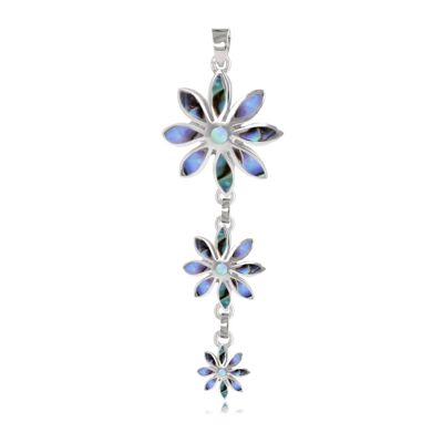 Pendentif Nacre Abalone 3 Fleurs Argent 925 - K50010
