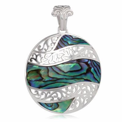 Mother-of-pearl abalone pendant rhodium-plated 925-thousandth silver K50008