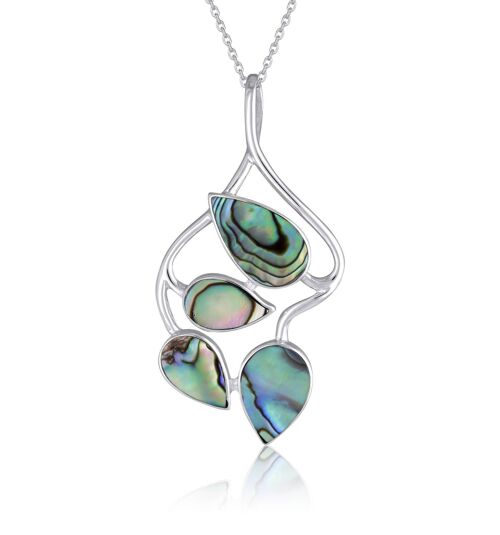 Pendentif Nacre abalone forme feuillage argent 925 43007