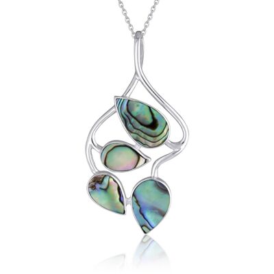 Mother-of-pearl abalone leaf-shaped pendant in 925 silver 43007