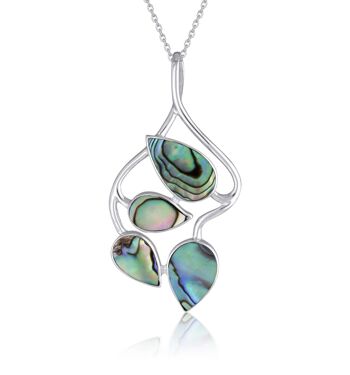 Pendentif Nacre abalone forme feuillage argent 925 43007 1