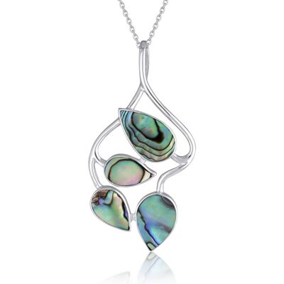 Mother-of-pearl abalone leaf-shaped pendant in 925 silver 43007
