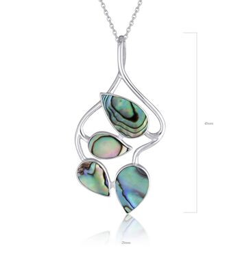 Pendentif Nacre abalone forme feuillage argent 925 43007 4